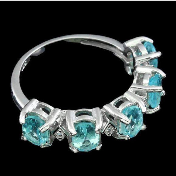 Apatite Ring, Blue Stone Ring, Gemstone Ring, Anniversary Ring, Stackable Rings - Picture 3 of 6